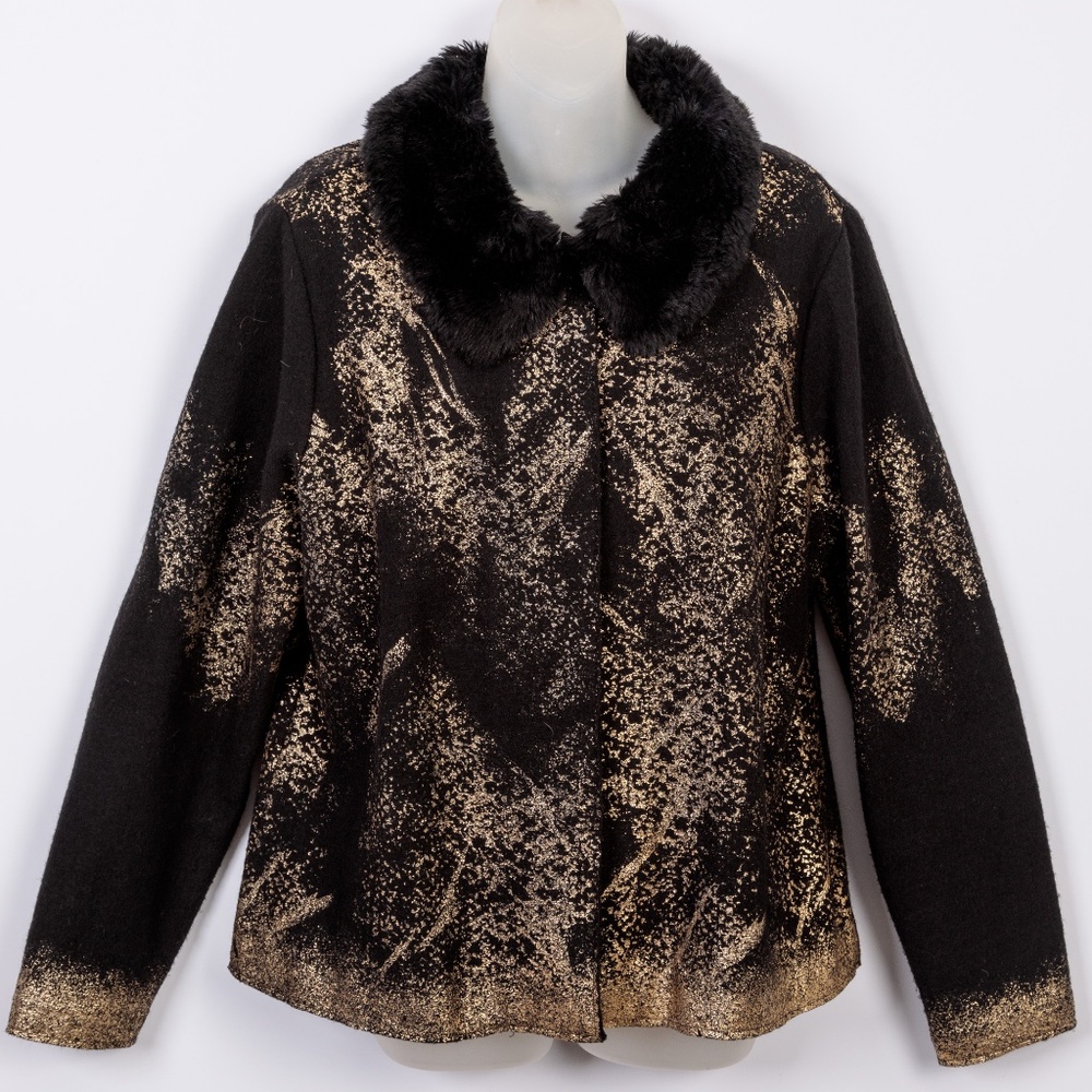 Chico’s Gold Foil Stamped Cardigan Jacket